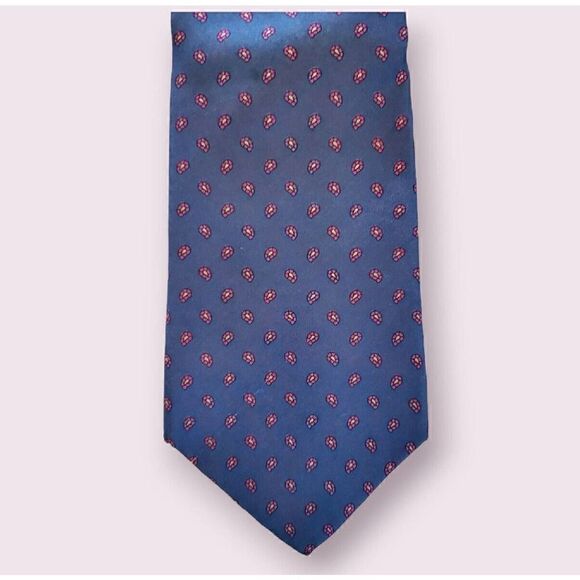 Daks London Blue Geometric Print men’s silk tie 57" x 3.5" EUC - Picture 3 of 4